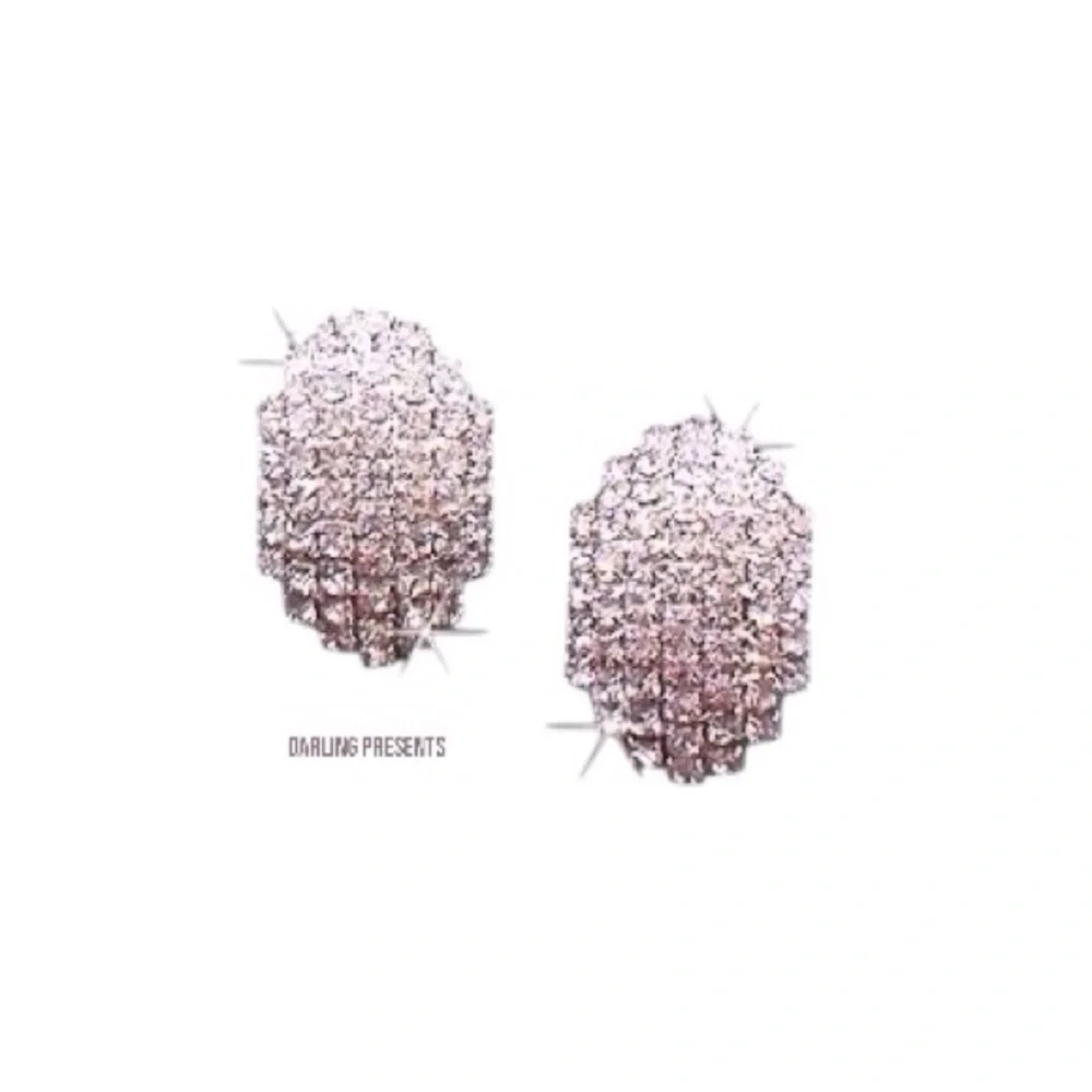 Crystal Rows Stud Earrings Women Color Gold
